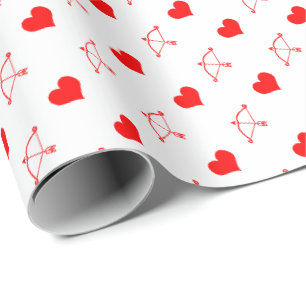 Rotes Herz und Kupiden Pfeil Valentinstag Geschenkpapier