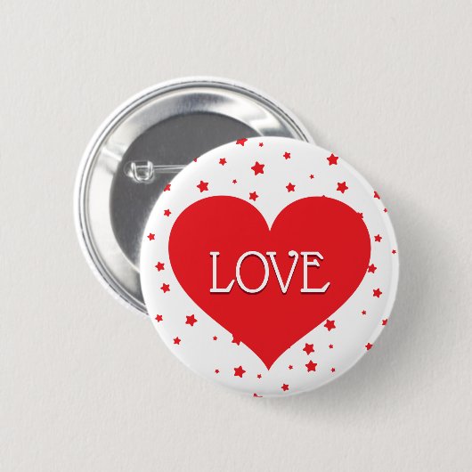 Rotes Herz und LIEBE im Herzen Button (Vorne & Hinten)