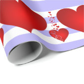 Rotes Herz und Lila und weiße Streifen Geschenkpapier (Rolleneckpunkt)