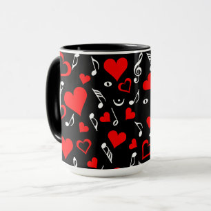 Rotes Herz und Musiknoten Tasse