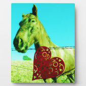 Rotes Herz und Pferd Fotoplatte (Vorderseite)