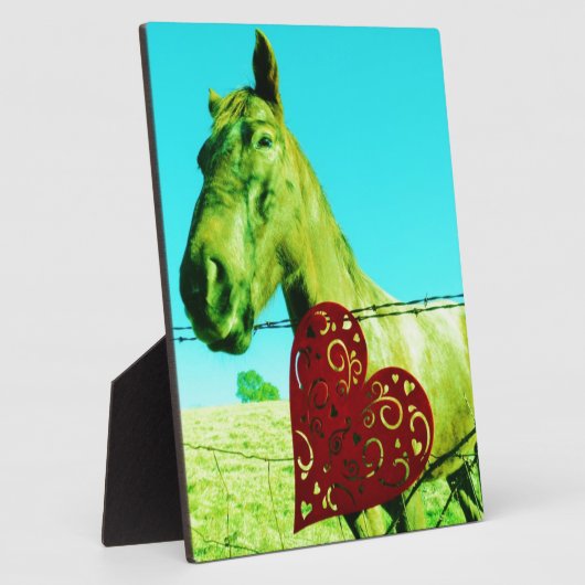 Rotes Herz und Pferd Fotoplatte (Seite)