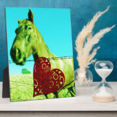 Rotes Herz und Pferd Fotoplatte (Seite)