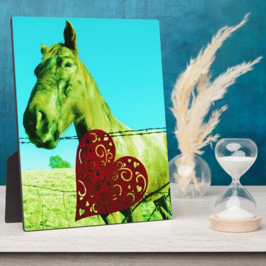 Rotes Herz und Pferd Fotoplatte (Seite)