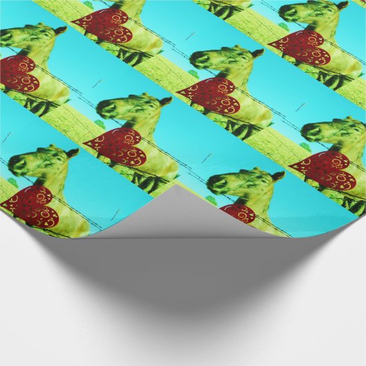 Rotes Herz und Pferd Geschenkpapier (Ecke)