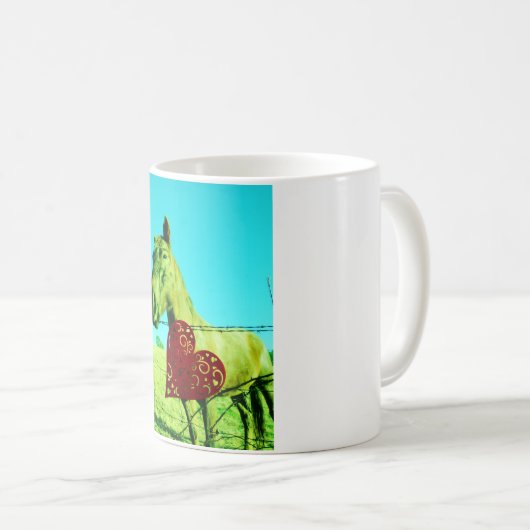 Rotes Herz und Pferd Kaffeetasse (VorderseiteRechts)