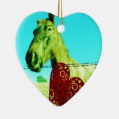 Rotes Herz und Pferd Keramikornament (Rechts)