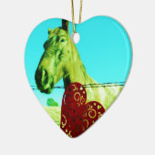 Rotes Herz und Pferd Keramikornament (Links)