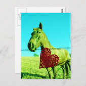 Rotes Herz und Pferd Postkarte (Vorne/Hinten)