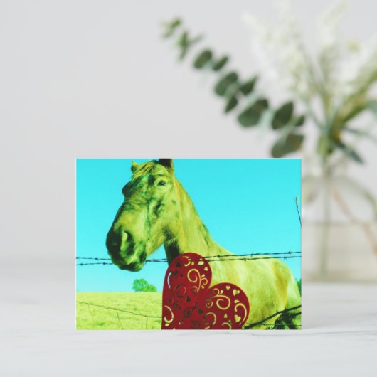 Rotes Herz und Pferd Postkarte (Stehend Vorderseite)