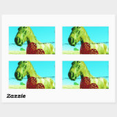 Rotes Herz und Pferd Rechteckiger Aufkleber (Blatt)