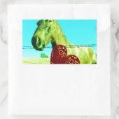 Rotes Herz und Pferd Rechteckiger Aufkleber (Tasche)