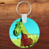 Rotes Herz und Pferd Schlüsselanhänger (Vorderseite)