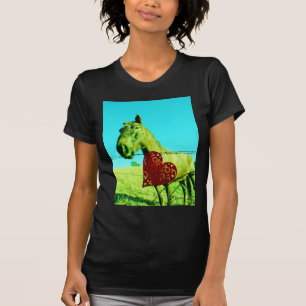Rotes Herz und Pferd T-Shirt
