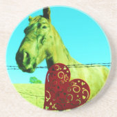 Rotes Herz und Pferd Untersetzer (Vorne)