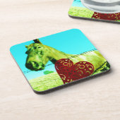 Rotes Herz und Pferd Untersetzer (Linke Seite)