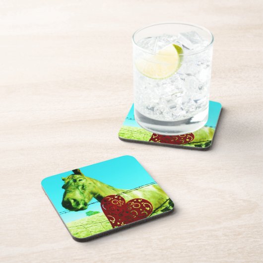 Rotes Herz und Pferd Untersetzer (Rechte Seite)