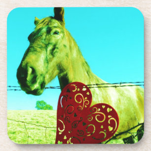 Rotes Herz und Pferd Untersetzer