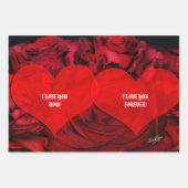 Rotes HERZ und ROSE-Packpapier Geschenkpapier Set (Vorderseite)