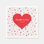 Rotes Herz und Sterne Serviette (Vorderseite)