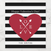 Rotes Herz und Streifen Weinetikett (Einzelnes Label)