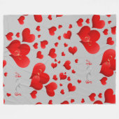 Rotes Herz Unendlichkeit Initials Monogramm auf gr Fleecedecke (Vorderseite (Horizontal))