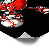 Rotes Herz Valentine Baseball Dabbing Toddl Poster (Ecke)