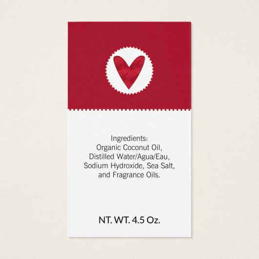 Rotes Herz Valentinstag hausgemachte Handseife (Rückseite)