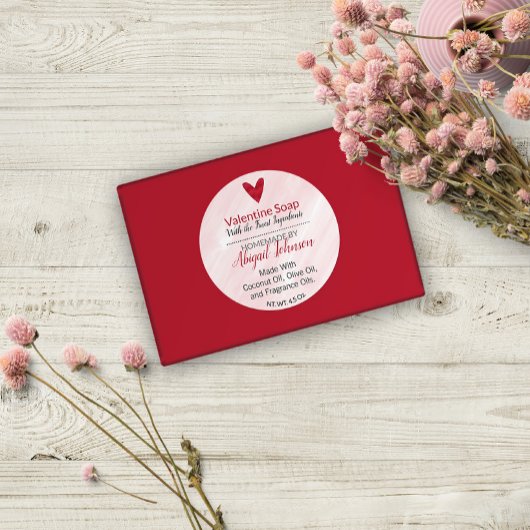 Rotes Herz Valentinstag hausgemachte Handseife Runder Aufkleber