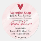 Rotes Herz Valentinstag hausgemachte Handseife Runder Aufkleber (Vorderseite)