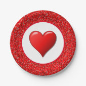 Rotes Herz Valentinstag Tageszeitung Plate Pappteller (Vorderseite)