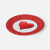 Rotes Herz Valentinstag Tageszeitung Plate Pappteller (Schrägansicht)
