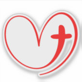 Rotes Herz verbunden mit einem Kreuz Aufkleber (Vorderseite)