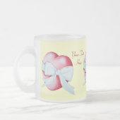 Rotes Herz verbunden mit weißem Bandbogen romantis Mattglastasse (Links)