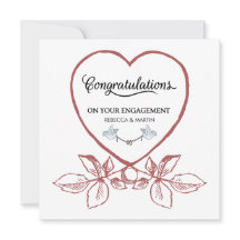 Rotes Herz Vintage Blumenart Verlobung Karte