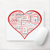 Rotes Herz voll der Liebe in vielen Sprachen Mousepad (Mit Mouse)