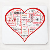 Rotes Herz voll der Liebe in vielen Sprachen Mousepad (Vorne)