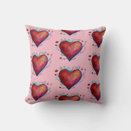 Rotes Herz Wasserfarben-Kissen Kissen