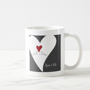 Rotes Herz Weiße Tauben in Liebe Rustikal Modern Kaffeetasse
