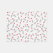 Rotes Herz Weißknochen Hund oder Hund Lover Fleecedecke (Vorderseite (Horizontal))