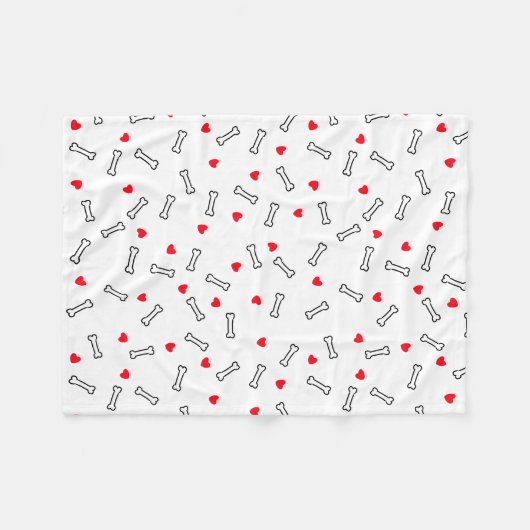 Rotes Herz Weißknochen Hund oder Hund Lover Fleecedecke (Vorderseite (Horizontal))