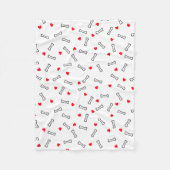 Rotes Herz Weißknochen Hund oder Hund Lover Fleecedecke (Vorderseite)