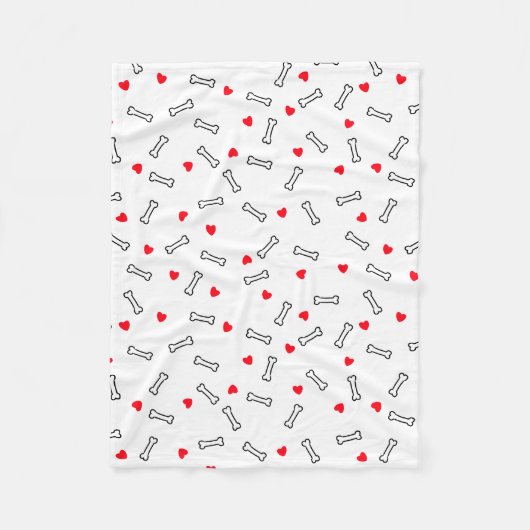 Rotes Herz Weißknochen Hund oder Hund Lover Fleecedecke (Vorderseite)