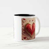 Rotes Herz Zweifarbige Tasse (VorderseiteRechts)