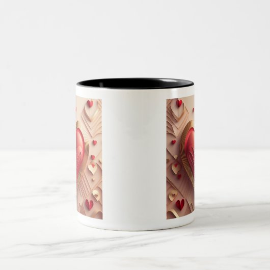 Rotes Herz Zweifarbige Tasse (Mittel)