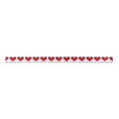 Rotes Herzband mit Pixelkunst-Liebesymbol Satinband (Vorderseite)