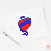 rotes Herzband Runder Aufkleber (Umschlag)