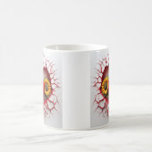 Rotes Herzdesign mit gelben Sonnenblumen und Risse Kaffeetasse (Mittel)
