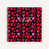 Rotes Herzdesign Notizblock (Vorderseite)