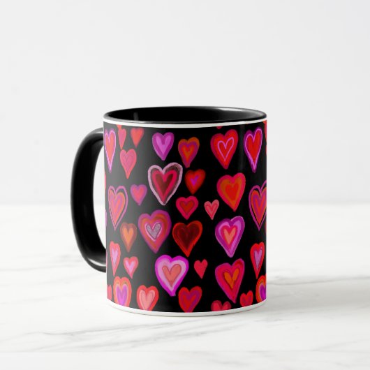 Rotes Herzdesign Tasse (Vorderseite Links)